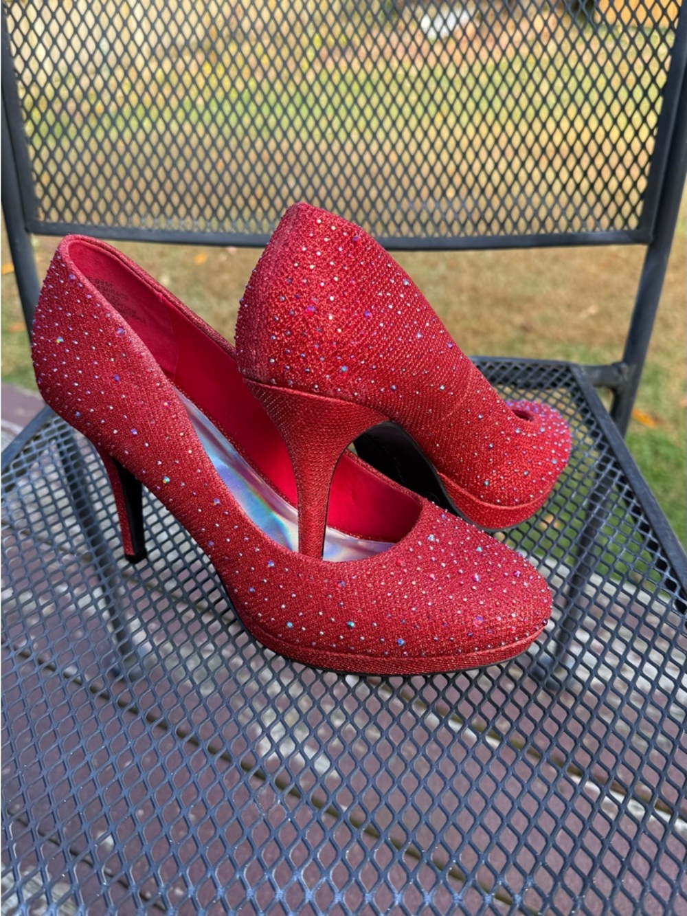 Red Rhinestone Glitter High Heels Pumps Size [9.5]